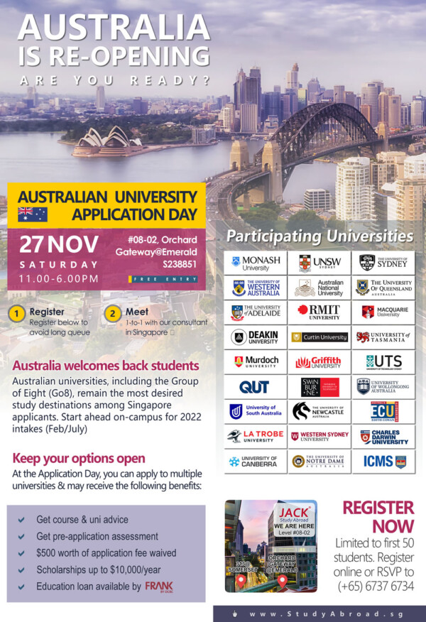 Australian University Application Day @27 Nov 2021 @Face-to-Face